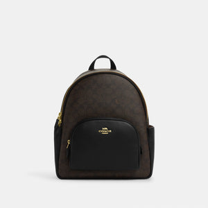 Court Backpack In Signature Canvas (Gold_Walnut_Black)