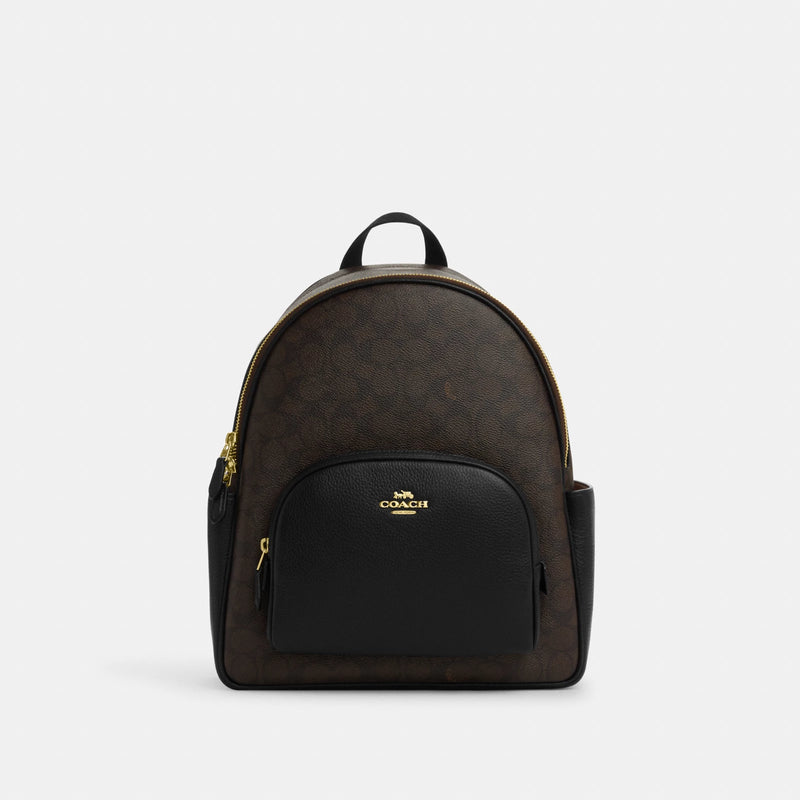 Court Backpack In Signature Canvas (Gold_Walnut_Black)