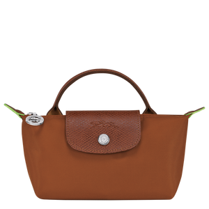 Le Pliage Green Pouch with handle Cognac