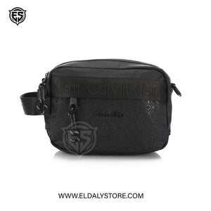 Calvin Klein Jeans Monogram Nylon Crossbody Bag – Black