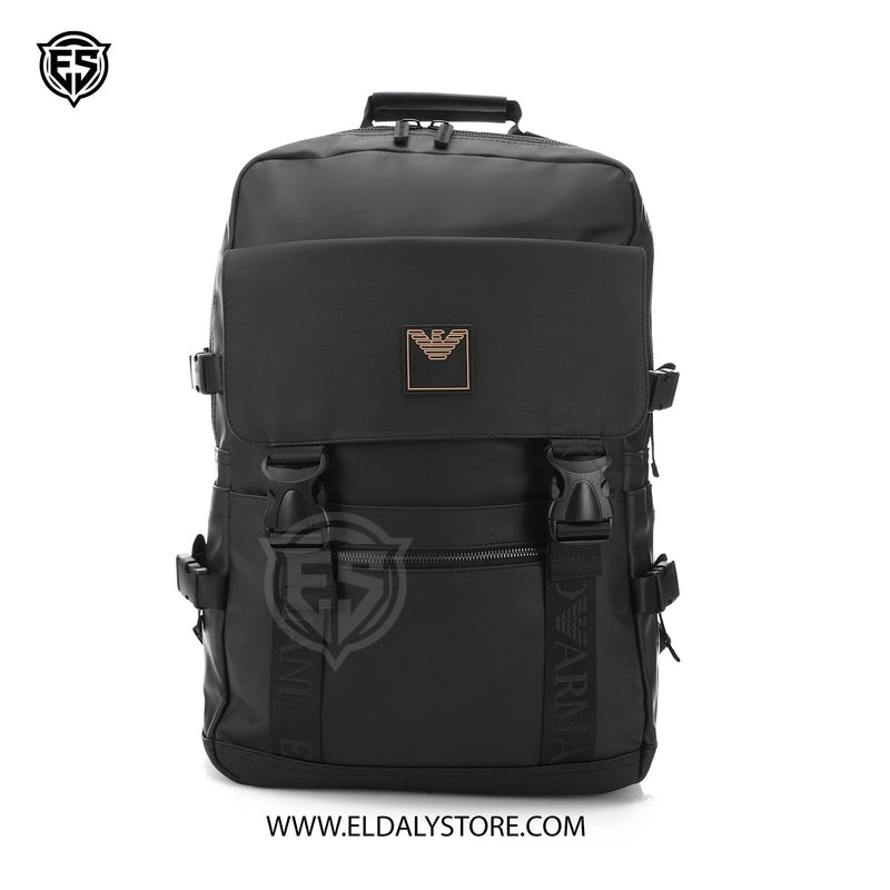 Emporio Armani EA7 Matte Black Technical Flap Backpack