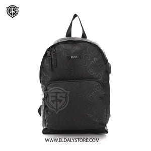 Hugo Boss Monogram Nylon Backpack with Integrated USB & Audio Port