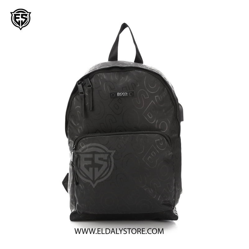 Hugo Boss Monogram Nylon Backpack with Integrated USB & Audio Port