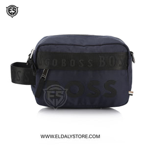 BOSS Men’s Navy Blue Crossbody Reporter Bag with Logo Detailing