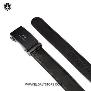 Armani Exchange Men’s Black Leather Automatic Ratchet Belt