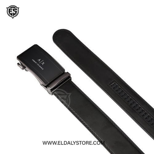 Armani Exchange Men’s Black Leather Automatic Ratchet Belt 1
