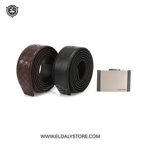 Calvin Klein Signature Series 2-in-1 Reversible Leather Belt Set