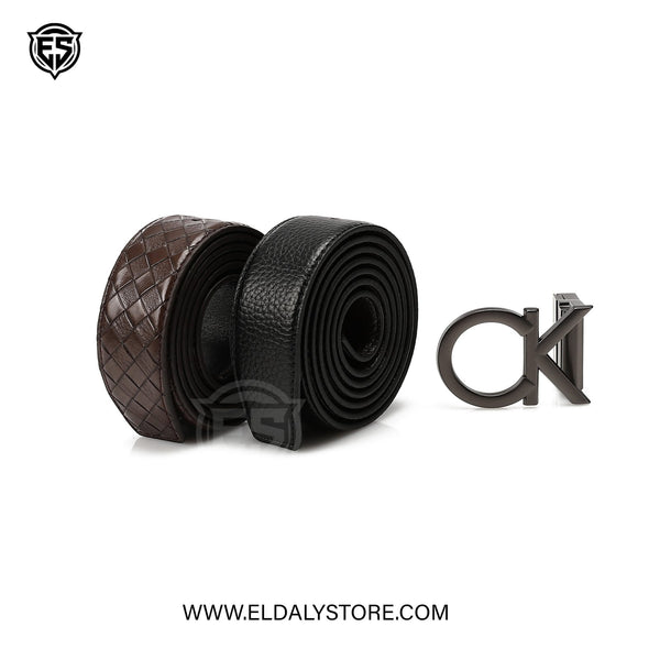 Calvin Klein Reversible Leather Belt Set – Dual Texture