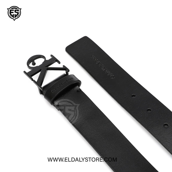 Calvin Klein Jeans Monogram Buckle Leather Belt