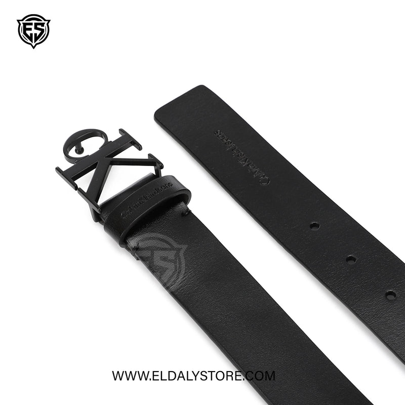 Calvin Klein Jeans Monogram Buckle Leather Belt