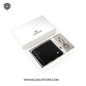 Lacoste Men’s Leather Wallet & Keychain Set