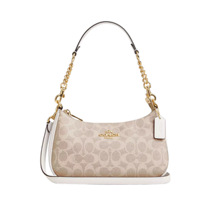 Coach Teri Shoulder Bag In Signature Canvas Sand White