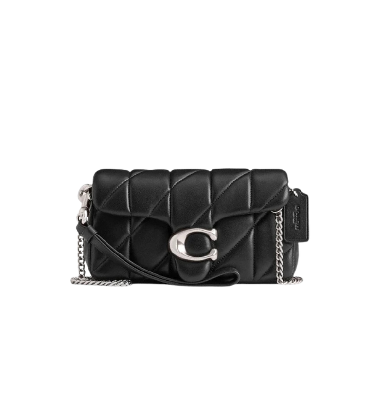 Tabby Shoulder Bag 20 With Pillow Quilting leather Black Silver
