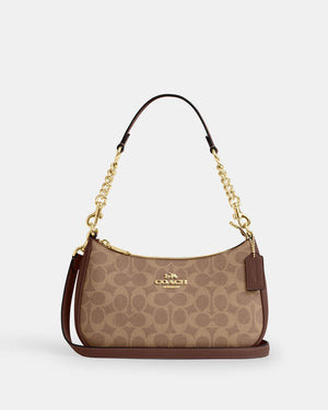 Coach Teri Shoulder Bag In Signature Canvas Tan Brown