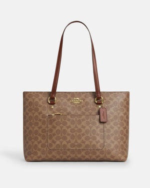 Coach Station Tote Bag In Signature Canvas Dark Beige