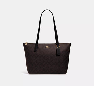Coach Zip Top Tote Bag In Signature Canvas