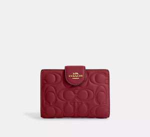 Medium Corner Zip Wallet With Signature cherry