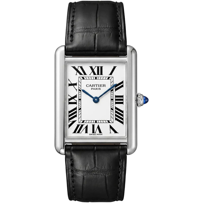 Cartier Men’s Rectangular Silver-White Dial Watch