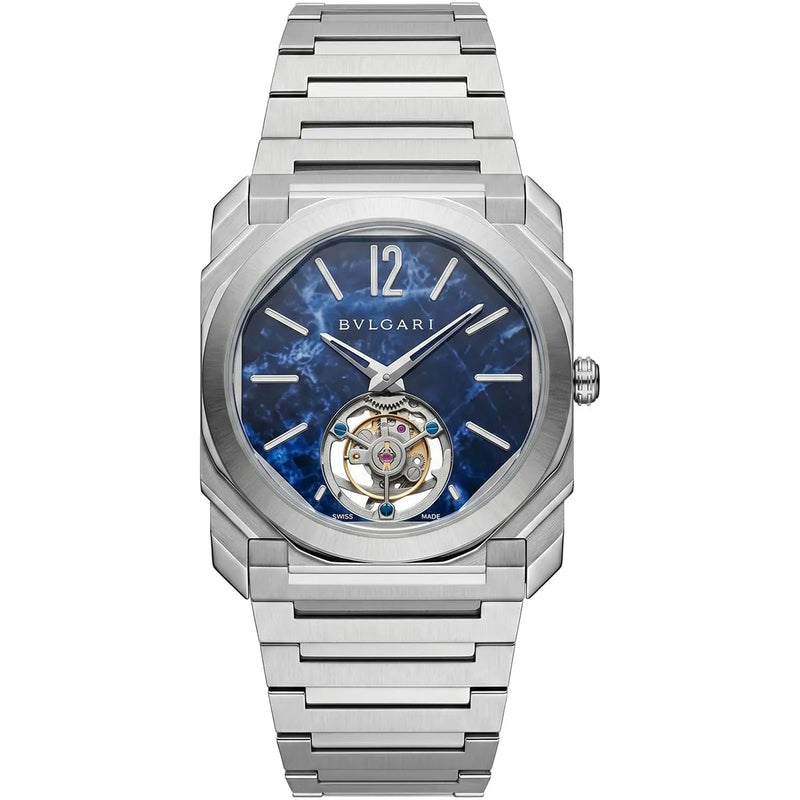 Bvlgari Men’s Octo Blue Marble Dial Tourbillon-Style Watch