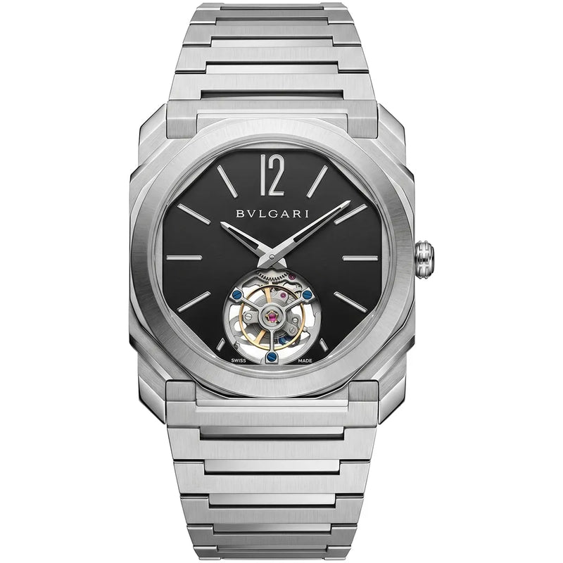Bvlgari Men’s Octo Black Dial Tourbillon-Style Watch