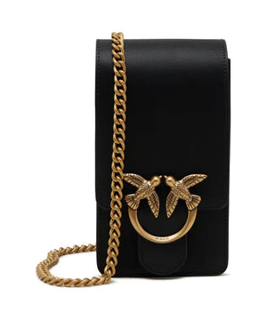Pinko Love One Smart Phone Bag in Leather black