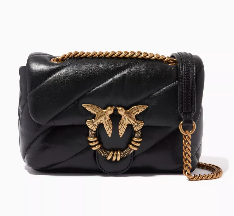 Pinko Love large Bag in Nappa Leather with Quilted Puff and Stones