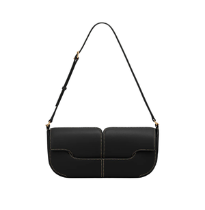 Polène Osmo Edition Smooth Black with Ecru Stitching