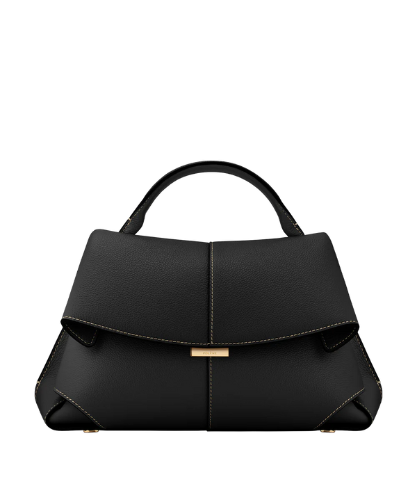 Polène Mokki Edition Textured Black with Ecru Stitching