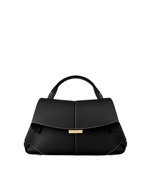 Polène Mokki Mini Edition Textured Black with Ecru Stitching