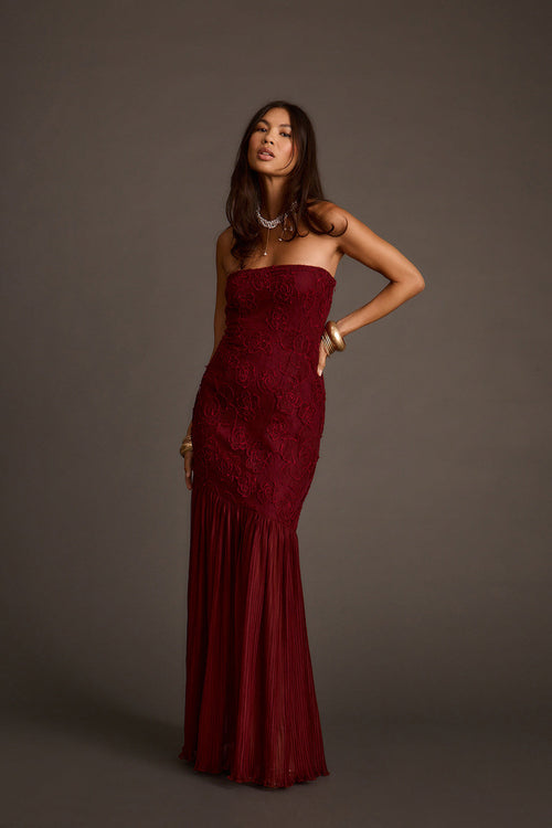 Daylight Mulberry Embroidered Maxi Dress