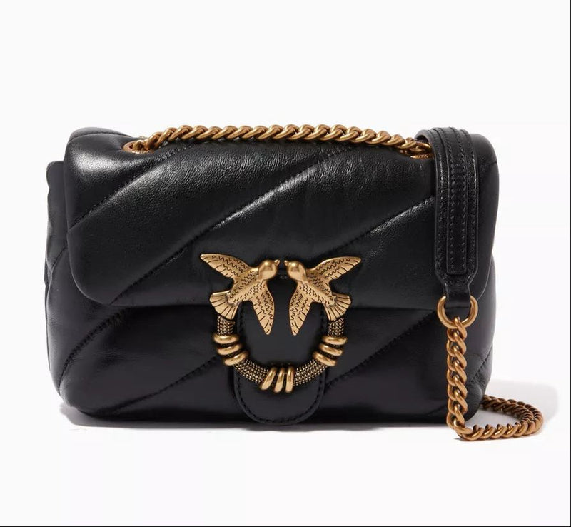 Pinko Love large Bag in Nappa Leather with Quilted Puff and Stones