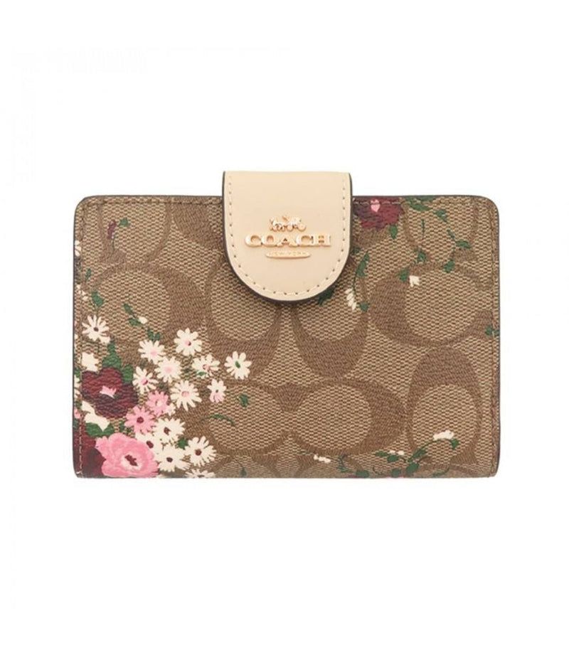COACH MEDIUM CORNER ZIP WALLET IN SIGNATURE CANVAS FLORAL
