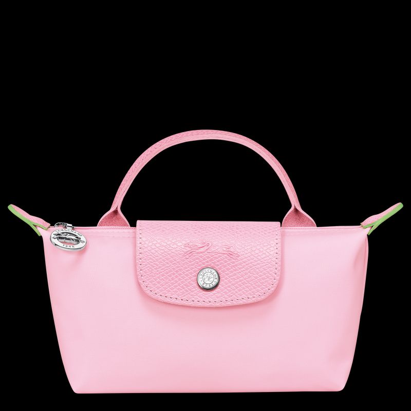 Le Pliage Green Pouch with handle Pink